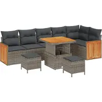 vidaXL Tuinbank Set 11 st 7-Aantal zitplaatsen Grijs poly rattan