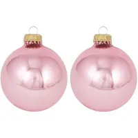 Krebs kerstballen - 16x st - pink blush lichtroze - 7 cm - glas - kerstversiering