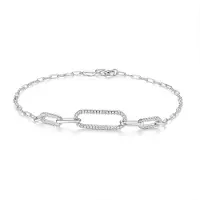 New Bling 9NB-1715 – – Zilveren schakel armband – Met zirkonia – Zilverkleurig – 925 zilver – 18 cm
