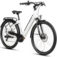 Saxxx E-Bike Stadsfiets 28 Inch - Actieradius tot 90 km - 468Wh Uitneembare Accu - 95% Voorgemonteerd - 250W Motor - ZOOM Mechanische Schijfremmen - Aluminium Frame - Shimano 7 Versnellingen - Wit
