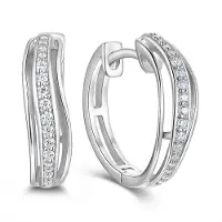 New Bling 9NB-1661 – – Zilveren oorbellen middelste stenen – Met zirkonia – Zilverkleurig – 925 zilver