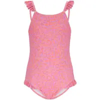 B.NOSY badpak met ruches roze/oranje Meisjes Polyester Dierenprint - maat 122/128