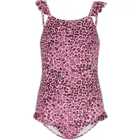 B.NOSY badpak met ruches donkerroze Meisjes Polyester Dierenprint - maat 122/128
