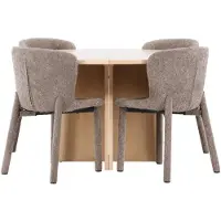 Ebuy24 Strada eethoek uittrekbare tafel Ø120cm, 170cm en 4 stoelen whitewash, bruin.