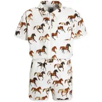 Me & My Monkey playsuit bruin Meisjes Katoen Klassieke kraag All over print - maat 122/128