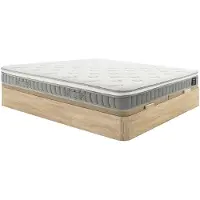 Vente-unique Set 180 x 200 cm licht natuurlijke kofferbed + pocketverenmatras met traagschuim topmatras dikte 21cm - VITOGO van YSMÉE