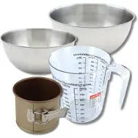 Zenker Bakkersset met kleine panettonevorm 12 x 10 cm van staal, 2 mengkommen, maatbeker en spatel