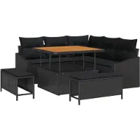 vidaXL Tuinbank Set 8 st 7-Aantal zitplaatsen Zwart Poly rattan
