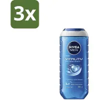 Nivea Men – Douchegel – Vitality 3-in-1 – 250 ml - Bulkverpakking - 3 stuks