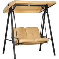 Merax Hollywoodschommel 2-Persoons – Tuinschommel met Verstelbaar Dak – Schommelbank Beige – Met Kussens – Tot 220kg – Voor Tuin en Terras