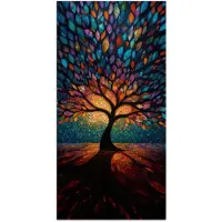 PosterMonkey Poster 75x150 cm - Mozaïek - Kleurrijk - Boom - Takken - Posters - Kamer decoratie - Wanddecoratie woonkamer - Muurdecoratie slaapkamer