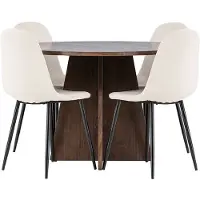 Ebuy24 Bootcut eethoek tafel Ø110cm en 4 velours stoelen mocca.