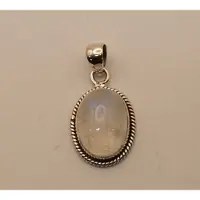 925 Sterling zilver hanger met ovaal witte maansteen in touwmotief rand - zilveren hanger met ovaal witte steen - vrouwelijke hanger met natuurstenen van zilver