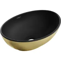 Mexen Elza opzetwastafel 40 x 33 cm, zwart mat/gouden lijnpatroon - 21014027