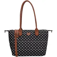 Charm London Buckingham Hand & Schoudertas Shopper - Kunstleer - Vegan Leer - Tote Bag - Dames Tas - Stippen - Dots - Wit Zwart