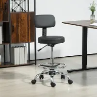 OKWISH Bureaustoel 52 X 52 X 78 92 Cm - In Hoogte Verstelbaar Met Voetring - 360 Graden Draaibaar Voor Werkplek - Kunstleer - Zwart