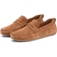 Tommy Hilfiger Heren Suède loafers met bruine gekartelde zool (43), Plat, Geen, Casual FM0FM05789