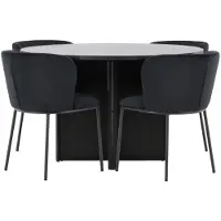 Ebuy24 Strada eethoek uittrekbare tafel Ø120cm, 170cm en 4 stoelen zwart.