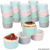 MamboCat 24-delige set soufflébakjes Emilia schaaltjes elk 6x roze lichtblauw mintgrijs - 24320214