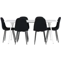 Ebuy24 Silar eethoek tafel 90x180cm en 6 teddy stoelen wit.