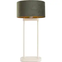 QAZQA Tafellamp beige met groene ovale kap en gouden binnenkant 35cm - Thijmen