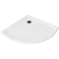 Mexen Flat halve cirkelvormige douchebak slim 100 x 100 , wit, zwarte sifon - 41101010B