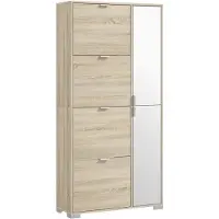 HOMCOM -Klapbare schoenenkast-82x30x168cm-Spaanplaat-Eiken