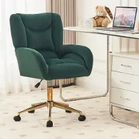 OKWISH Bureaustoel – Ergonomisch & In Hoogte Verstelbaar – 360° Zwenkwielen, Stabiele Metalen Basis – Fluweel – Groen