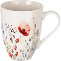 Orion Maki Serie - Porseleinen Beker - 360 ml - Bloemen Decor - Vaatwasser- en Magnetronbestendig