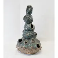 Daan Kromhout - vaas - koraal - Hoogte 31 cm - Ø 17 cm - groen - bruin