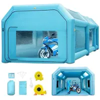 StarTech.com Opblaasbare Spuitcabine - Lakcabine - Afmeting 6 x 3 x 2,5 m - 210D Oxford & PVC - Met Opblaasventilator en Afzuiging - Voor Autoschilderen - Blauw