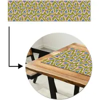 MuchoWow Tafelloper 200x50 cm - Tafelmat vinyl Groen - Retro - Hartjes - Patroon - Tafeldecoratie - Tafelversiering - Keuken decoratie - Tafel versiering