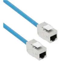ACT FB0952 S/FTP CAT6A B2ca PoE++ 100W Solid Prefab Installatiekabel | RJ45 female – female | Blauw | 25 cm