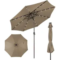 Costway Ø300 cm led-parasol, tuinparasol, marktscherm met solarverlichting, terrasparasol achthoek, zwengelparasol, strandscherm, zweefparasol, hangscherm, kleurkeuze