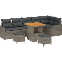 vidaXL Tuinbank Set 9 st 8-Aantal zitplaatsen Grijs
