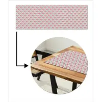 MuchoWow Tafelloper 150x50 cm - Tafelmat vinyl Retro - Ruit - Hartjes - Patroon - Tafeldecoratie - Tafelversiering - Keuken decoratie - Tafel versiering