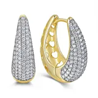 New Bling 9NB-1686 – – Zilveren oorbellen – Volledig bezet met zirkonia – Goudkleurig – 925 zilver
