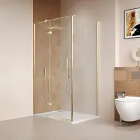 Saniclear Pure douchecabine 80x80cm geborsteld messing - mat goud