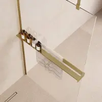 Saniclear Pure handdoekhouder voor glaswand 120cm geborsteld messing - mat goud