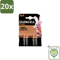 Duracell 20 x – Alkaline Batterijen AAA – Plus – 4-pack - Grootverpakking - AAA Batterijen - Alkaline Batterijen - Langdurige Batterijen - Batterijen Voor Speelgoed - Batterijen Voor Zaklampen