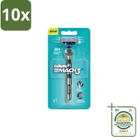 Gillette 10 x - Mach3 – Houder + 1 Mesje – 3-bladig - Grootverpakking - Scheermes - Mach3 - Mesje - Scheerbeurt - Huidbescherming