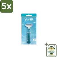 Gillette venus 5 x Gillette - Venus Smooth – Rondingvolgende Mesjes – Handvat + 2 Navulmesjes - Grootverpakking - Scheermesjes Vrouw - Huidbescherming - Scheren - Venus Smooth - SkinCushion