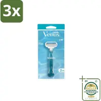 Gillette venus 3 x Gillette - Venus Smooth – Rondingvolgende Mesjes – Handvat + 2 Navulmesjes - Grootverpakking - Scheermesjes Vrouw - Huidbescherming - Scheren - Venus Smooth - SkinCushion