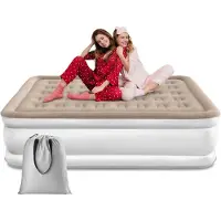 Ama Luchtbed met Ingebouwde Pomp - Luchtmatrass - Luchtbed - voor 2 Personen - Zelfopblazend - Wit/Beige - 203-152x40cm