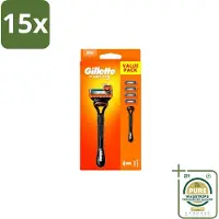 Gillette 15 x – Fusion5 – Scheersysteem Houder + 4 Mesjes - Grootverpakking - Scheermes - Scheren - Scheren Mesjes - Scheren Houder - Scheren Comfort