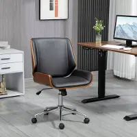 OKWISH Bureaustoel 53 X 60 X 86 96 Cm - In Hoogte Verstelbaar En Kantelbaar - Met Middelhoge Rugleuning - Bonded Leer - Zwart