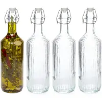 Secret De Gourmet Beugelfles / Weckfles - 4x - transparant glas - luchtdicht - 1 liter - waterfles - 8 x 31 cm