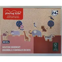 Playing Kids Houten Dierentuinset 11-delig