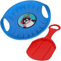 KOTARBAU Sneeuwschijf Set, Kunststof, 60 cm, Blauw & Rood, Schotel Slee Plastic, 34x53 cm, Sneeuw Slee, Rodelen, Lichtgewicht, Voor Kinderen En Volwassenen, Bobsleeën, Sneeuwglijder