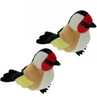 Cornelissen Putter vogel knuffel - 2x - pluche - zacht -12 cm - vogels - Distelvinken - Zangvogeltjes